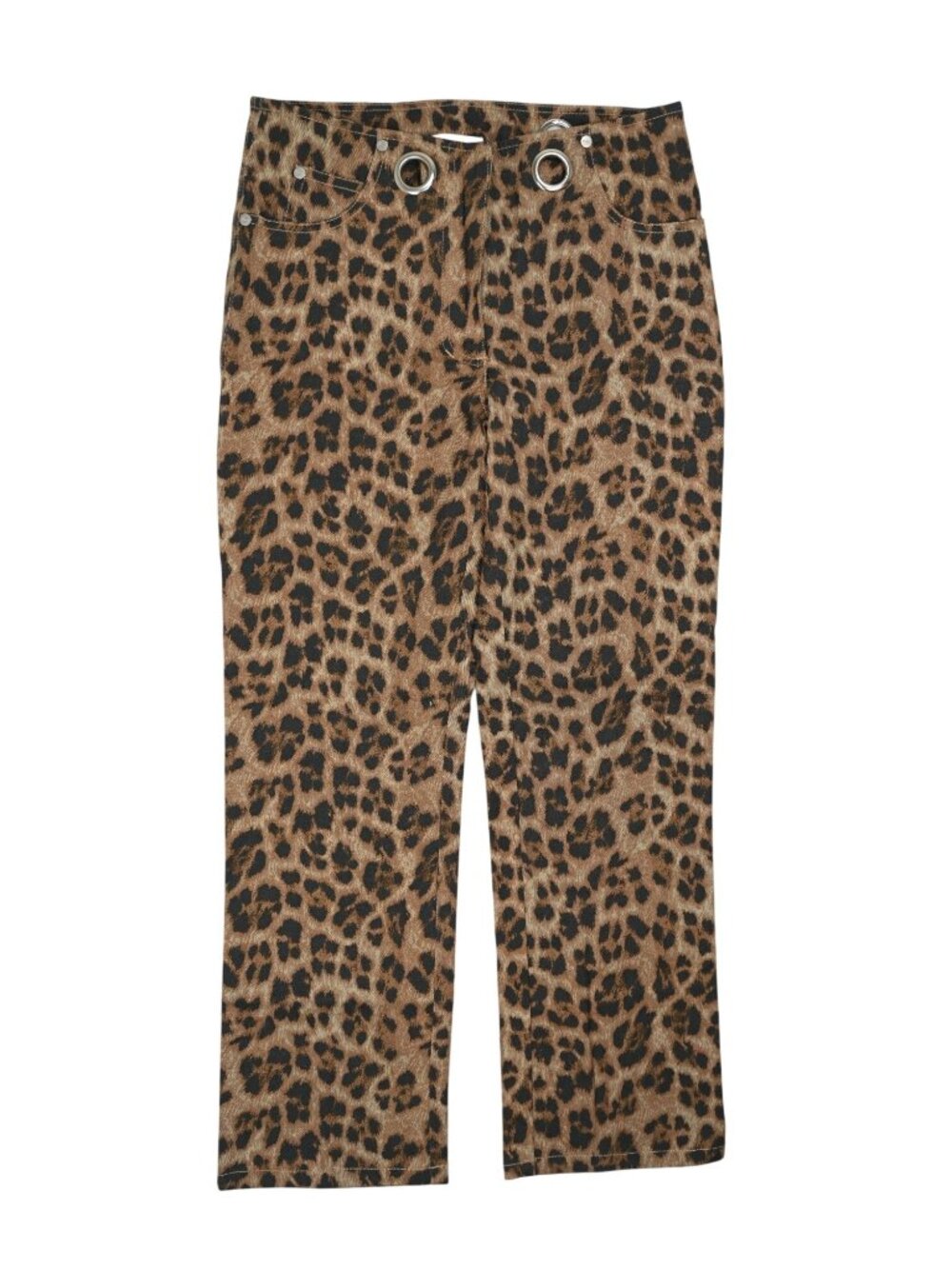 Miaou Grommet Trousers in Brown Leopard